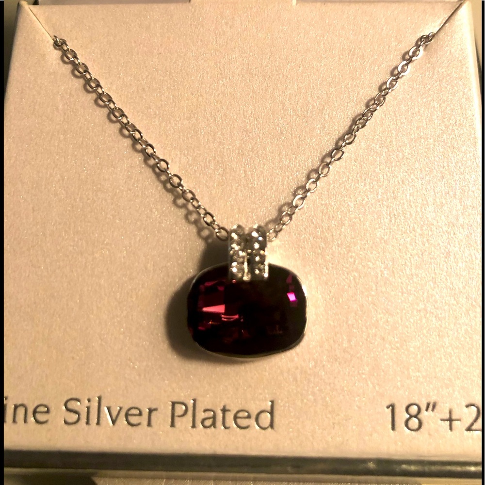 Stunning deep purple gemstone, sterling silver pendant necklace!